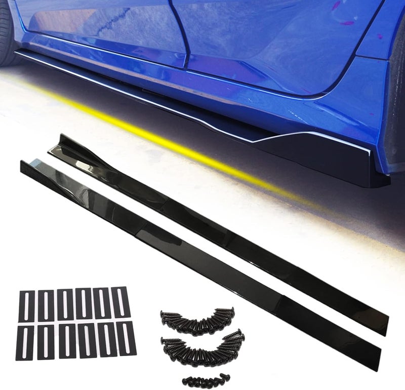 POSENG Universal 86.6 Inch Side Skirts Rocker Panels Extensions Compatible with Subaru,VW, Mazda,Mustang, Honda, Toyota, BMW Chevrolet, Ford, Mazda - Image 1